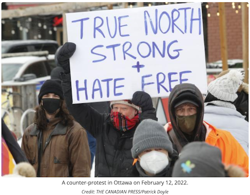 A counter protest in Ottawa, February 12 - The Canadian Press/Patrick Doyle
